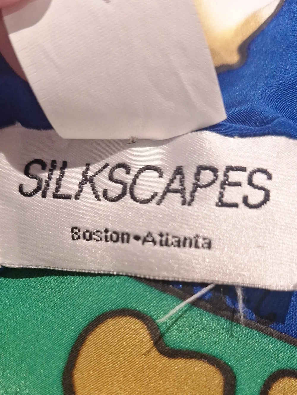 Silkscapes Inc. 1997 Colorful Blue Hand Painted Dog-Themed Pet Silk